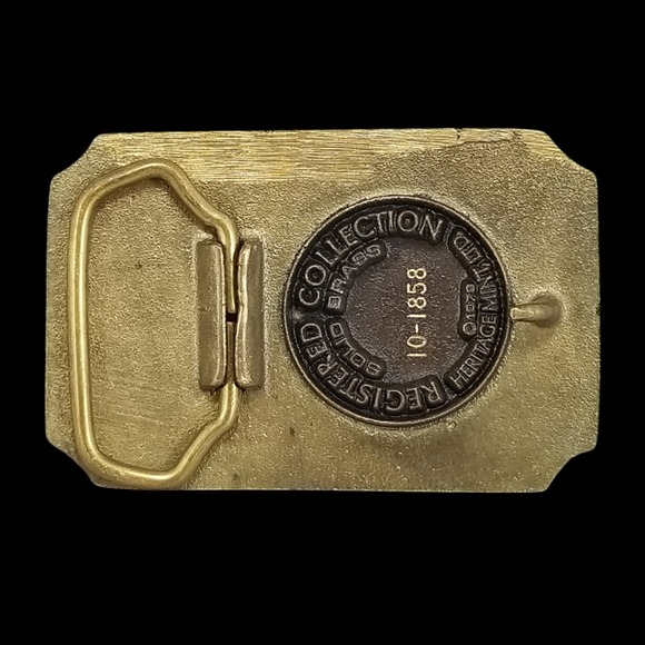 Vintage 1979 Kansas Solid Brass Belt Buckle Heritage Mint Ltd Oil Wheat 10-1858 - Picture 6 of 10